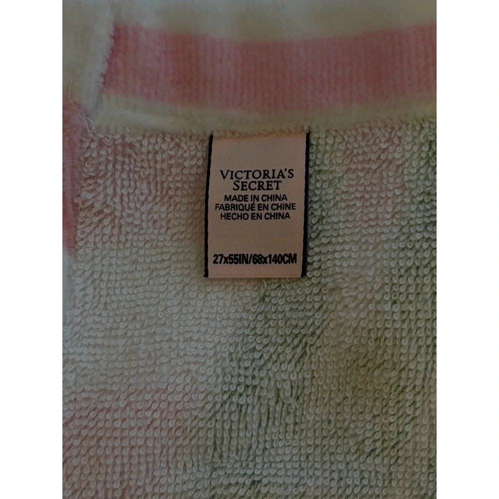 Victoria's Secret Body Wrap Towel Pink Striped  Bath Wrap Palm Leaf Design Beach